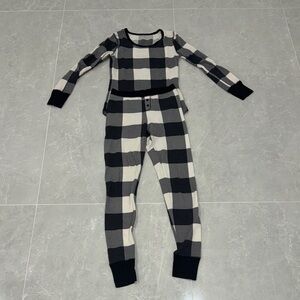 Plaid Kids Pajamas - Black and White